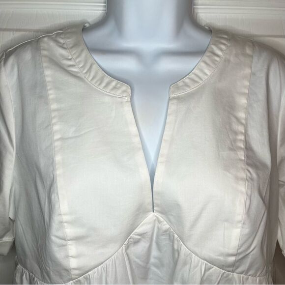 Modcloth Never Better Y-Neck Top White Peplum Blouse Shirt Size M NWT - Picture 6 of 12